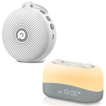 D11 Max White Bundle with W20 Grey Sound Machine & Alarm Clock, Soothing Sound, Noise Canceling for Office & Sleeping, Sound Therapy for Home, Travel, Registry Gift