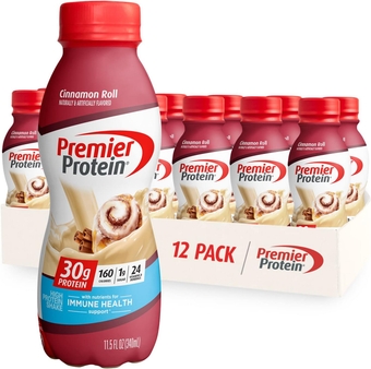 Shake, 30g , 1g Sugar,24 Vitamins&Minerals Nutrients to Support Immune Health, Cinnamon Roll,11.5 fl oz - Pack of 12, Bottle, Liquid, keto