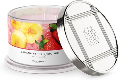 Premium Scented 4-Wick Candle, Banana Berry Smoothie, HomeWorx by Slatkin & Co - 18 oz Jar Candle, 30-55 Hours Burn Time - Banana Creme, Raspberry Swirl, Fresh Strawberry & Vanilla Sugar