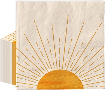 80Pcs Boho Sun Birthday Party Paper Napkins Sunrise Sunshine Abstract Disposable Luncheon Napkins Baby Shower Party Decorative Napkin for Boho Sun Birthday Baby Shower Party Supply