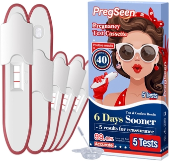 Pregnancy Test Cassette | 5 Count Home Pregnancy Test Kit Over 99% Accuracy | Early Detection HCG Pregnancy Tests with Cup & Dropper | Test & Confirm Results 6 Days Sooner