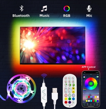 LED Lights for TV, 9.8FT TV Led Backlight Lights for 32-45 inch, RGBICW TV USB Led Light Strip for TV Led Behind Lights Color Changing Music Sync Bluetooth APP Control Led Lights for Bedroom