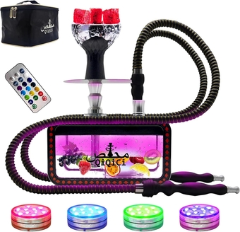 Hookah Set 2 Hose Hookahs Shisha with Everything Modern YAZ Hookahs Acrylic Hookah LED Hooka with Hookah Bowl Hookah Tongs