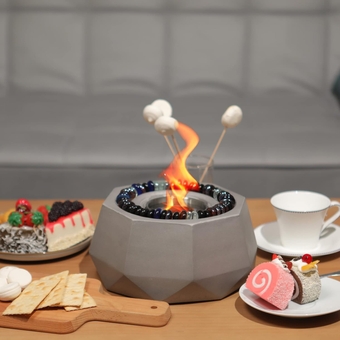 &  Terra Fab Indoor Outdoor Portable Tabletop Fire Pit Bowl Burning Ethanol or Gel Fuel w/Fire Cover Tabletop Fireplace
