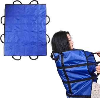 Positioning Bed Pad with Handles 55" x 36" Transfer Sheet Hospital Bed Sheets for Elderly, Patient, Incontinence Turning & Lifting & Repositioning for Hospital Beds & Home Washable Waterproof Blue