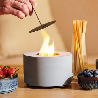 Table Top Fire Pit Bowl - Tabletop Fire Pit, Long Burning Mini Fire Pit, Indoor Fireplace for Patio - Tabletop Fireplace - Fire Bowl with 50pcs. Marshmallow Sticks and Extinguisher Gray