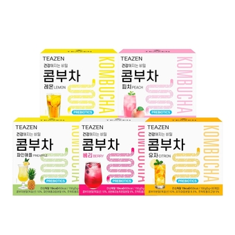 Kombucha 5 Flavors 150 Sticks Variety Pack, Kombucha Lemon, Peach, Berry, Pineapple, Citron Flavor (150 Sticks)