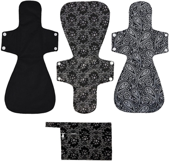 4 Pack 16 Inch Cloth Menstrual Pads,Reusable Sanitary Pads,Washable Overnight or Post Partum Absorbency Pads,Unscented