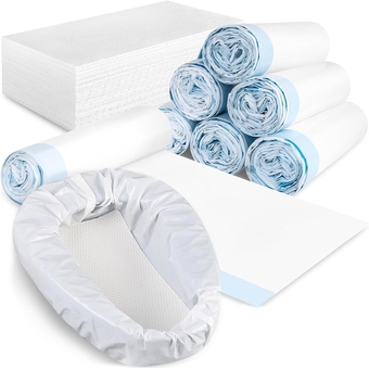 70 Pack Bedpan Liners Disposable Commode Liners with Absorbent Pads – Bedpans or Bedside Commode Bags – Bed Pan Liners for Elderly Females, Men, Women - Bed Pans Liner Nursing Homes and Hospitals