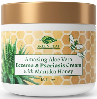 Manuka Honey Eczema Cream (16oz) Moisturizing Lotion Treatment For Psoriasis - Itchy Dry Skin Rash Healing Ointment - Skin Soothing Moisturizer For Kids, Adults, Baby Ultra Strength Honey Crème