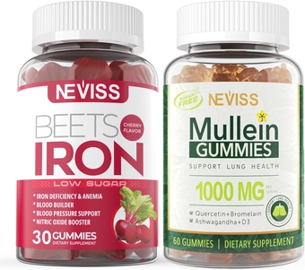 Vegan Iron Gummies Supplement 12.5mg Carbonyl Iron+ Sugar Free Mullein Gummies