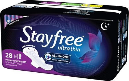 Ultra Thin Overnight Pads with Wings, For Women, Reliable Protection and Absorbency of Feminine Moisture, Leaks and Periods, 28 Count