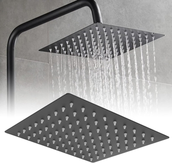 Shower Head, ury Stainless Steel Bathroom Showerhead,Rainfall Shower Head with Angles, Top Ceiling Mount Showerhead with Large Area,G1/2in Thread,Black