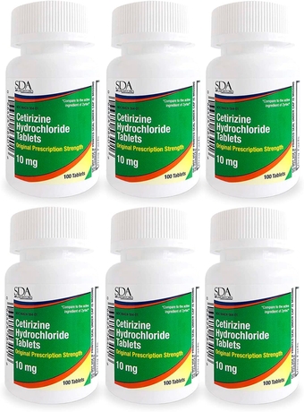 All Day 24-Hour Allergy Medicine 100 Count Antihistamine for Allergies, Pollen, Hay Fever, Dry, Itchy Eyes | Cetirizine HCl 10mg Tablets (Pack of 6)| Total 600 Tablets