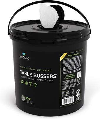 Table Bussers - Multi Surface Cleaner Natural Cleaning Wipes - Cleaning Vinegar Plant Based Sanitizing Wipe to Clean Restaurant Tables, Counters and Household Items, 400 Count (Pack of 1)