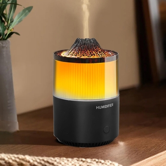 Colorful Flame Fire Essential Oil Diffuser with Colorful LED Light, Simulation Volcano Design, 200ml Ultra Quiet Aroma Essential Oils Aromatherapy Diffusers for Large Room, Home