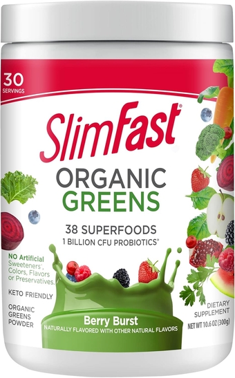 Greens Powder, Green Superfoods with Organic Wheat Barley Grass, Flax Seed & Inulin, Oat Fiber Supplement, 1 Billion CFU Probiotics, Probiotic Multi Enzyme- Berry Burst, 30 Servings