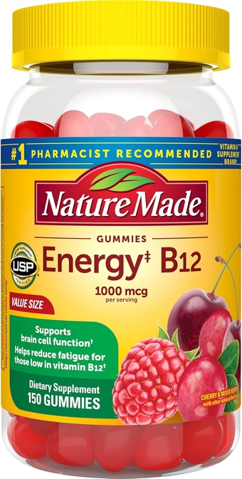 Energy B12 1000 mcg, Dietary Supplement for Energy Metabolism Support, 150 Gummies, 75 Day Supply