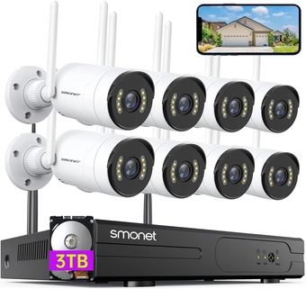 [Spotlight,2-Way Audio]  2K WiFi Security Camera System,3TB Hard Drive,8CH Home CCTV Surveillance NVR Kits,8 Packs Outdoor Indoor IP Cameras Set,Free Phone APP,Night Vision,24/7 Video Recording
