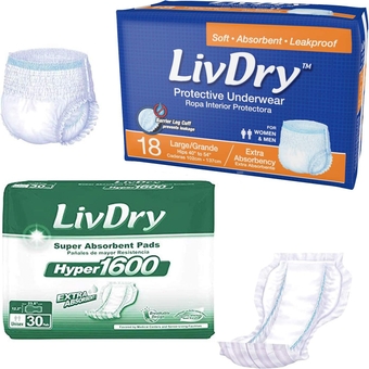 Adult L Incontinence Underwear + Hyper 1600 Booster Pad Inserts for Men and Women | Extra Absorbency with Odor Control