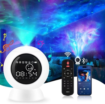 Alarm Clock Star Projector for Kids Bedroom, Bluetooth Speaker and White Noise Galaxy Lamp, Starry Night Light with Timer and Remote Control for Room Decor, Home Theater, Ceiling