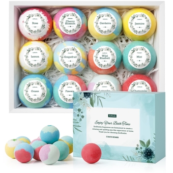 Easter Basket Stuffers,Bath Bombs for Women, 12pcs Handmade Natural Bath Bomb Gift Set, Bath Bomb with Shea Butter & Essential Oils, Amazing Gift for Her, Wife, Girlfriend, Mother