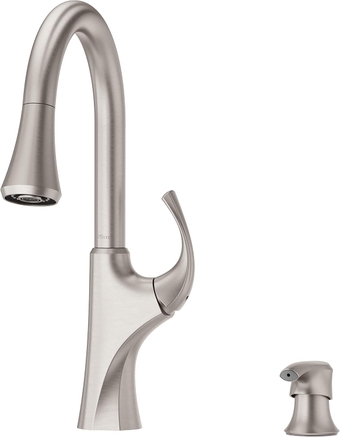 Miri Kitchen Faucet with Pull Down Sprayer and Soap Dispenser, Single Handle, High Arc, Spot Defense Stainless Steel Finish, F5297MRGS