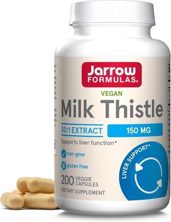 Milk Thistle 150 mg With 30:1 Standardized Silymarin Extract, Dietary Supplement for Liver Function Support, 200 Veggie Capsules, 66-200 Day Supply