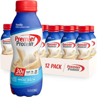 Shake Bottle, Vanilla, Liquid, Powder, keto, 30g , 1g Sugar, 24 Vitamins & Minerals, Nutrients to Support Immune Health 11.5 Fl Oz (Pack of 12)