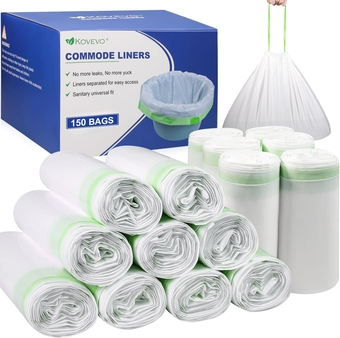 Commode Liners - 150 Strong Bedside Commode Liners Portable Toilet Bags Fits All Standard Adult Commode Chairs Toilet Bucket Potty Bedpan - Leakproof, Make Cleanup Simple (Green-150)