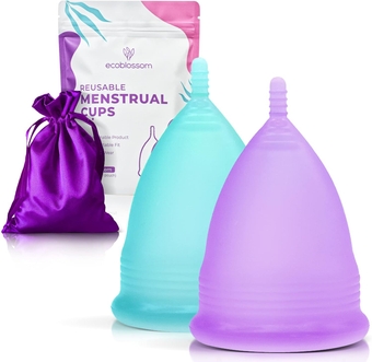 Reusable Menstrual Cup Set - The Most Reliable Medical Grade Silicone Period Cups - Comfortably use for 12 Hours (2 Small Cups)
