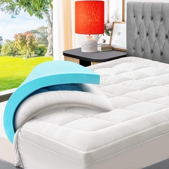 Dual Layer 3 Inch Memory Foam Mattress Topper King, 2 Inch Cooling Gel Memory Foam Plus 1 Inch Down Alternative Pillowtop Mattress Pad, Viscose Made from Bamboo Cover, Soft Comfort Support