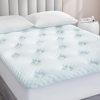Memory Foam Mattress Topper Queen, Gel Queen Mattress Topper with Deep Pocket, Breathable Mattress Pad Cover for Queen Size Bed, 60x80 Inches, White
