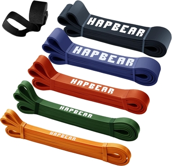 Pull Up Assistance Bands,  Resistance Band Set of 5, Long Power Workout Rubber Bands with Door Anchor, Strength Heavy Duty Exercise Bands for Powerlifting Stretching Fitness Training