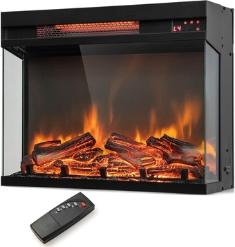 23-Inch 3-Sided Electric Fireplace Insert with Remote Control, 1500W Fireplace Heater with Thermostat, Adjustable Brightness, 8H Timer, Overheat Protection