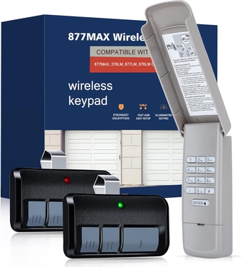 Keypad for Liftmaster 877MAX Wireless Keypad - 2 Pack 893MAX Universal Garage Door Opener Remote - 315/390 MHz - Security +2.0 Keyless Entry - Compatible with All Liftmaster Manufactured Since 1993