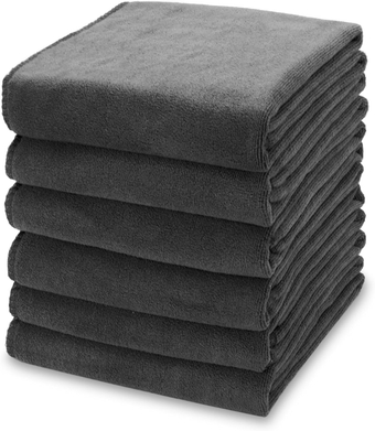 13x28 Inches Kitchen Cloth Dish Towels, 400 GSM Premium Dishcloths, Super Absorbent Coral Velvet Microfiber Cleaning Cloths, Fast Drying Rags for Washing Dishes (6 Pack, Dark Grey)