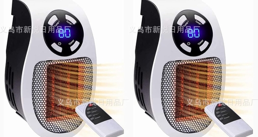Mini Fan Heater Multi-Function Heater, 500W Smart Space Electric Fan Heater, Wall Mounted Socket Electric Space Heater, Portable Heater With Remote Adjustable Thermostat Timer And LED Display