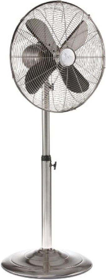 BREEZE Pedestal Standing Floor Fan, Indoor 3-Speed Oscillating Fan with Adjustable Height, Stainless, Retro Fan, 16 inches