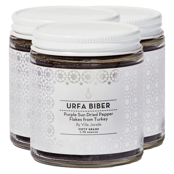 Villa Jerada, Premium Urfa Biber Pepper - Purple Sun Dried Urfa Chile Pepper Flakes from Turkey (Your Pepper Upgrade), 1.76oz (Pack of 1) (URFA BIBER - 3 JARS *)