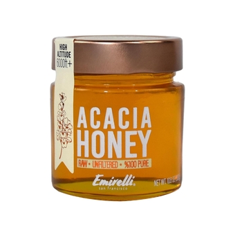 Emirelli Acacia Honey, Raw and 100% Pure – All Natural, Without Additives Or Preservatives, GMO Free, Gluten Free, Kosher and Halal Friendly, Glass Jar- 10.1 Oz