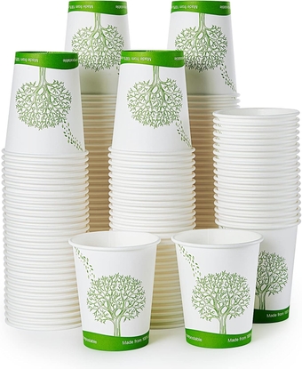 300 Pack Compostable Paper Cups, 8 oz Biodegradable Disposable Paper Coffee Cups with PLA Lined, Eco-friendly Hot Drinking Cups for Party, Picnic,Travel,and Events
