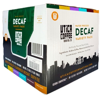 Utica Coffee Roasting Co. Decaf Variety Pack Flavored Single Serve Coffee Pods | Decaffeinated Coffee For K-Cup Compatible Brewers | 48 Count, 2.0 Compatible Pods