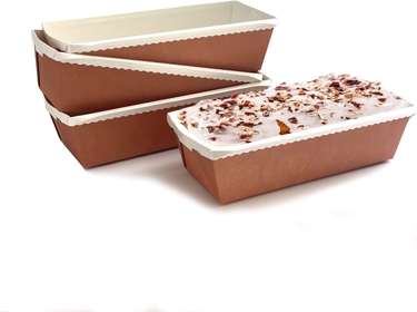 Paper Loaf Pan 24ct, Disposable Eco- Friendly Grease Resistant Bakeable cardboard Baking Cake Mold Microwave Freezer Oven Safe Kraft Forms for Bake & Serve 6.5” x 2.5” x 1.75” 14oz