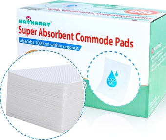 Super Absorbent Commode Pads for Bedside Toilet Chair Buckets and Bedpans | Value Pack of 100