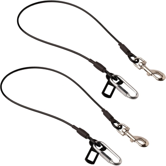 boss 2 Pack Dog Car Seat Belt Restraints - Dog Seatbelt Harness for Car - No-Chew Heavy Duty Tether Cable - Coated Steel Rope Wire  to Prevent Chewing - Seat Belt Clip and Latch Carabiner