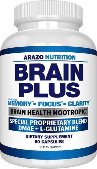 Premium Brain Function Supplement – Memory, Focus, Clarity – Nootropic Booster with DMAE, Bacopa Monnieri, L-Glutamine, Multi Vitamins, Multi Minerals -