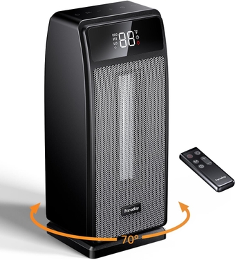 Space Heater for Indoor Use, ECO Mode with Thermostat, 70° Oscillating, 1500W Fast Heating PTC Ceramic Portable Electric Heater, 12H Timer, Remote & Touch Control, Bedroom Office, Silver