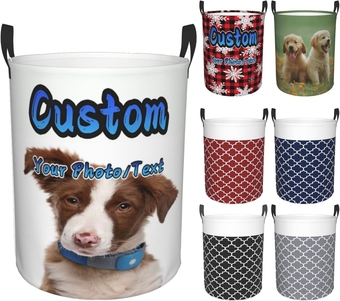 Custom Laundry Basket Large Laundry Hamper Bag Personalized Washing Bin Clothes Bag Collapsible Tall Waterproof Travel Bathroom College Essentials Storage for College Dorm, Family (Your Own Design)