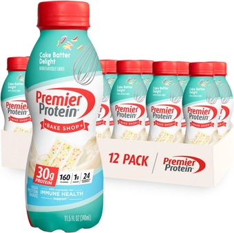 Shake, Cake Batter, 30g , 1g Sugar, 24 Vitamins & Minerals, Nutrients to Support Immune Health, 11.5 Fl Oz, 12 Count